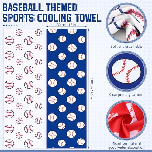 FuWeave 12 Pcs Baseball Cooling Towels Gifts 40 x 12 Inch - color: Baseball, size: 40 x 12 inches