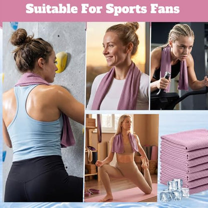 Honoson 30 Pack Cooling Towels for Neck and Face, 27 x 16 in, Pink - color: Pink