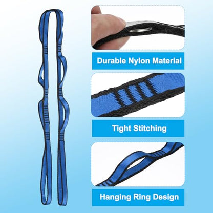 PATIKIL Daisy Chain Straps, Strong Climbing Strap Adjustable Nylon Chain Sling with Loops for Aerial Yoga Hammock Swing - color: Blue, size: 43 Inch
