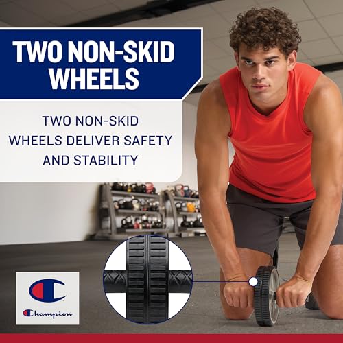 Champion Ab Roller Wheel, Dual Non-Skid Wheels (Grey/Black) | EVA Foam | Lightweight | Balance, Alignment & Flexibility
