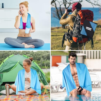 Camping Towel L Size Fast Drying Microfiber Lightweight for Men Women Travel Body Beach Hiking Swimming Yoga Mat Sweat Towels(Blue, 1 Pack L) - color: Blue, size: 1 Pack L