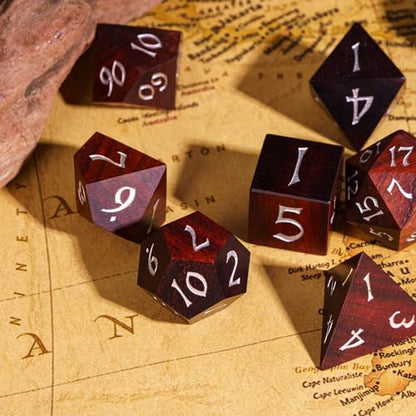 Wooden DND Dice Set Red Sandalwood Wood Dice Set for Tabletop Games - color: Big Red Sandalwood
