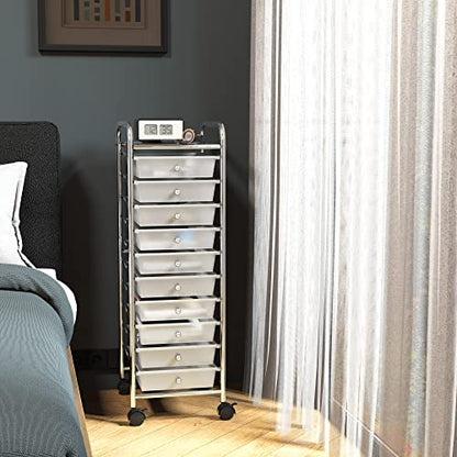 Simple Houseware 10 Drawers Rolling Utility Cart Organizer, Chrome - color: Chrome, size: 10 Drawers