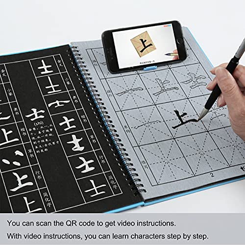Reusable Chinese Water Writing Calligraphy Set, Inkless Chinese Calligraphy Paper with Brush and Water Dish for Beginners, Water Writing Calligraphy Practice Set