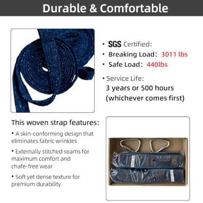PRIOR FITNESS Aerial Strap Ropes,SGS Certified,9.8ft Body Loop Trapeze 2pcs - color: Glitter Blue