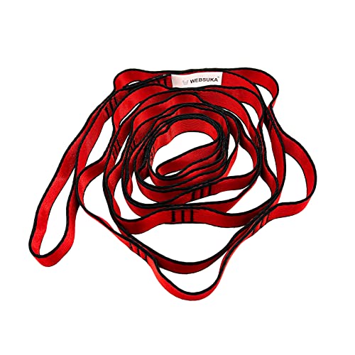 Aerial Yoga Hammock Daisy Chains Strap, Strong 22kN Adjustable with 10 Loops, No Stretch, Climbing Strap Nylon Chain Sling FOR Aerial Yoga,Swing, Hammock, Suspension, Exercise - color: Red, size: 40"×0.79"