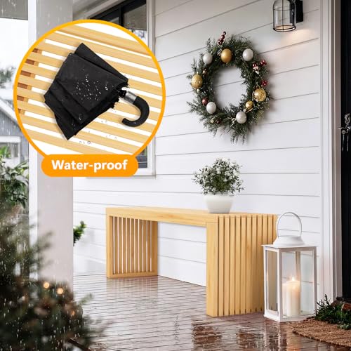 Bamboo Dining Bench, 35'' Slatted Design Entryway Bench, Natural - color: Natural, size: 35in