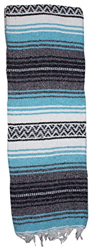 Canyon Creek Authentic Mexican Yoga Falsa Blanket (Turquoise) - color: Turquoise