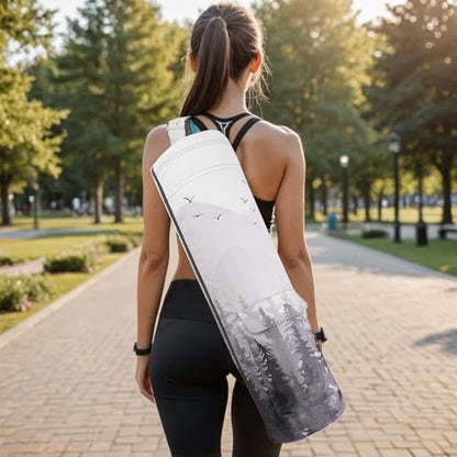 Yoga Mat Bag Full-Zipper Yoga Mat Carrier with Extra Wide Adjustable Strap 2 Multi-Functional Storage Cargo Pocket Stylish & Functional Yoga Bag Pilates Bag for Women & Men - color: Cloud Forest