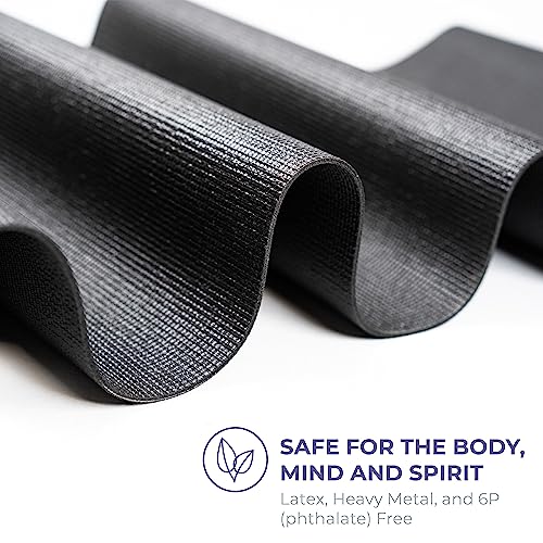 Voyage 5mm Studio Yoga Mats, 10 Pack, 72x24in | Extra Long, Anti-Tear Exercise Mats for Workout, Stretching, Fitness - Non Slip Gym Mats for Home, Schools and Studios - color: Black