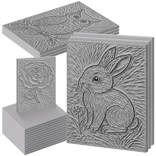 Joyfolk 18 Pcs Linoleum Blocks for Printmaking Set in 3 Sizes, 4 x 6, 8 x 10, 9 x 12 Inch Soft Rubber Carving Blocks, Linocut Block Relief Printing Supplies for DIY Crafts, Art Projects, Stamp Making - color: Grey, size: 4x6",8x10",9x12", 0.12"thick