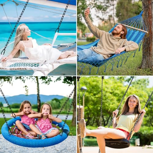 2 Pack 44in Hanging Chair Chain with 4 Carabiners, 500LB Capacity Hanging Kits Heavy Duty Hanging Chair Hardware for Hammock Swing Punching Bags Sandbag Indoor Outdoor Yoga Gym (Black,44in)