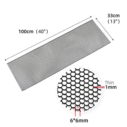AggAuto Universal 40"x13" Car Grill Mesh Honeycomb 6mm Spacing 1mm Black | Aluminum Alloy Automotive Grille Insert Bumper, One of the Most Multifunctional Shape Grids 100x33cm - size: 6x1mm Honeycomb - Black