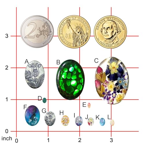 FUNSHOWCASE Oval Cabochon Resin Epoxy Silicone Mold - color: 12 Cavities Oval Designs