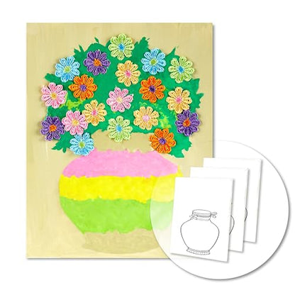 DIY Vase Pre Drawn Canvas Painting Kit, 3-Pack 8x10 Inch Canvas Panels, 40 Tassel Flowers, 8 Acrylic Paints, 3 Brushes & Double-Sided Tape, Creative Art Kit for DIY Projects & Crafting Fun - size: 8"x10"(3-Pack), style: Classic - Vase
