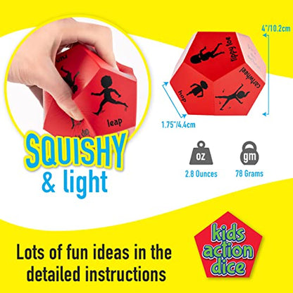 Exercise Dice for Kids, 12-Sided Soft Foam Active Movement Game - color: Red