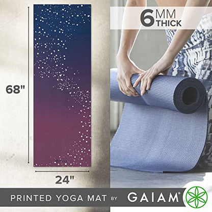Gaiam Premium Yoga Mat, 6mm Thick Print Mat - color: Sublime Sky