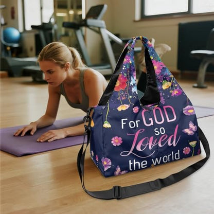 Yoga Mat Bag for Men Women Canvas Yoga Mat Carrier Take In Out Mat Easily for Beach Swim Bags Pool Sports Gym - color: GOD LOVE Print