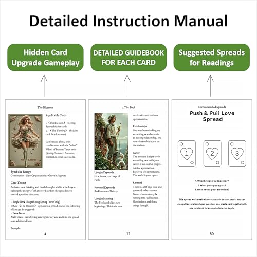 sishui Tarot Cards for Beginners with Guidebook, Spring Sprout Tarot Deck, 80 Oracle and Tarot Cards, 400 GSM Premium Cards with Gilded Learning Edges, Rider-Waite Based Spiritual Guidance - color: Green