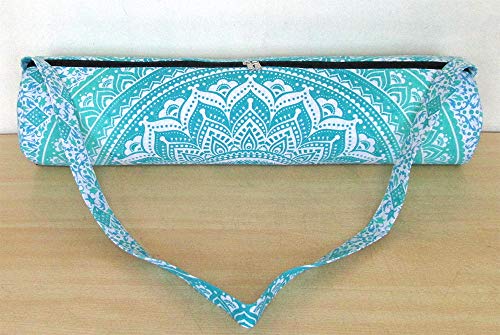 INDIAN CRAFT CASTLE ICC Yoga Mat Bag Carrier Full-Zip Exercise Yoga Mat Carry Bag for Women Men with Multi-Functional Storage Pockets and Adjustable Shoulder Strap 26X6 Inches - style: Ombre Green