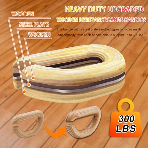 Wooden Resistance Bands Handles Versatile Exercise Handles with Anti-Slip Grip Tapes for Elastic Band Workouts Home Gym Strength Training and Full-Body Workouts - color: handles with embedded metal plates