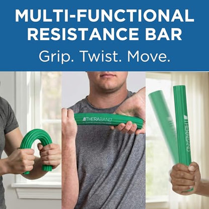 THERABAND FlexBar Resistance Bar, Tennis Elbow, Physical Therapy, M, Green | Flex therapy bar for physical therapy, wrist and forearm exercise, with non slip grip and compact design - color: Green - Medium, style: Original