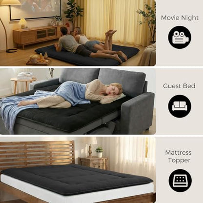 XICIKIN 2.5" Japanese Floor Mattress, Japanese Futon Mattress - color: Black, size: Queen（80" x 60"）