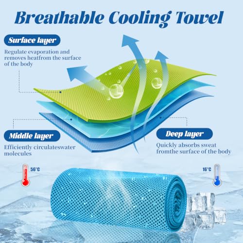 4 Pack Cooling Towels, Soft Breathable Cooling Towels for Neck and Face - color: Light Blue/Green/Pink/Grey