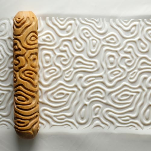 MKM Pottery Tools Wood Big Hand Rollers for Clay (BHR-155 Topographic) - color: BHR-155 Topographic