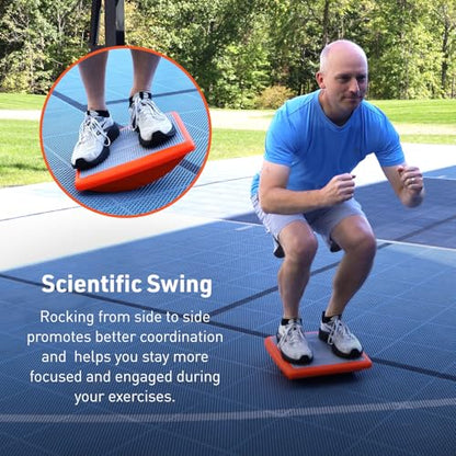 Body Sport Rocker Board for Balance Training, Ankle Rehab and Physical Therapy | Non-Skid Wobble Board for Standing Desk and Home Gym | 14 In. | 400 lb. Capacity