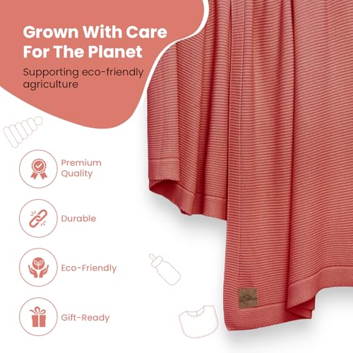 Dalisa Alina GOTS Organic Cotton Throw Blanket, Amberglow, 50x60 in - color: Amber Glow, size: 50x60