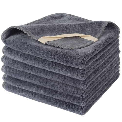 SINLAND Microfiber Facial Cloths Fast Drying Washcloth 12inch x 12inch Grey 6 pack … - color: Grey, size: 1 Count (Pack of 6)