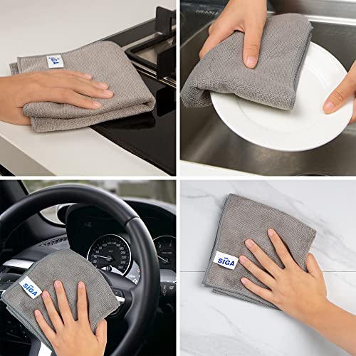MR.SIGA Microfiber Cleaning Cloths, Streak Free Microfiber Towels, 12 Pack - color: Grey