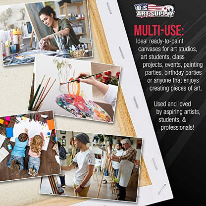 U.S. Art Supply Long Stretched Canvas for Painting 6x18 inch Gallery Depth 1-1/2" Thick, 3-Pack - 12oz Acrylic Gesso Triple Primed, Professional Artist Quality, 100% Cotton - Pouring, Oil Paint - size: 6" x 18"