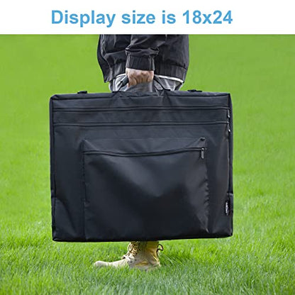 JJRING 18x24 Art Portfolio Tote Bag With Shoulder Strap, Black | Large Carrying Storage Case With Handle For Artwork, Posters, Canvas, And Drawing Boards - size: 18''*24''
