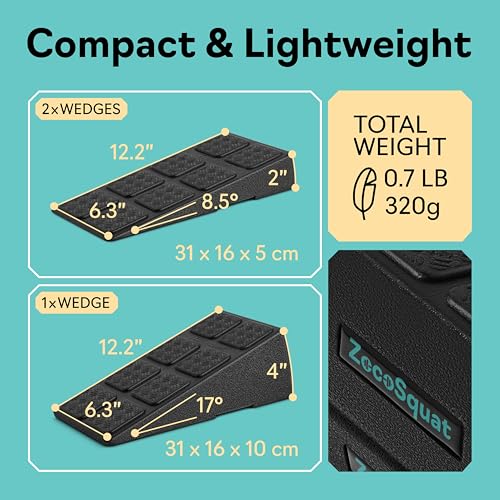 Squat Wedge Block Set of 3/5 - 960 LBS Capacity - Slant Board for Calf Stretching with 5 Stackable Angles - Calf Stretcher Slant Board - Workout Equipment - EPP Material for Exercise Equipment & Physical Therapy - color: Classic&Black
