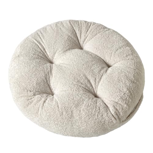 Floor Pillow, Large Meditation Sitting Cushion with Handle | for Tatami, Living Room, Yoga Use for Adults and Kids (1, Round, Cream, 22" x 22" x 6") - color: Round, Cream