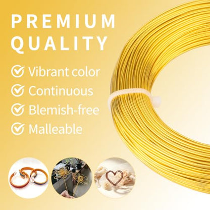 18 Gauge Aluminum Craft Wire, 164FT 1mm Bendable Metal Wire for Jewelry Making, Wreath Making, Beading(Gold) - color: Gold