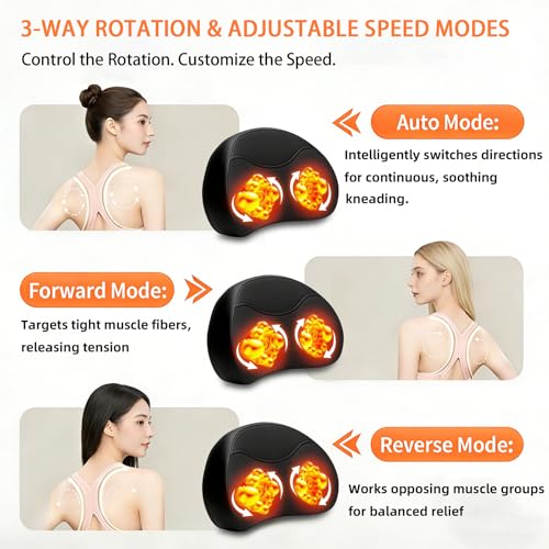 Shiatsu Neck Massager Pillow with Heat, 20 Nodes Deep Tissue Kneading Massage for Pain Relief, Back Shoulder Relaxation, Electric Cervical Support Pillow, Ideal Wellness Gift for Men Women