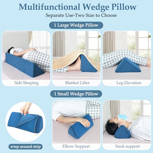 NEPPT Wedge Pillow Body Position Wedges Back Positioning Elevation Pillow Case Pregnancy Bedroom Eevated Body Alignment Ankle Support Pillow Leg Bolster (2-in-1) - color: 2-in-1