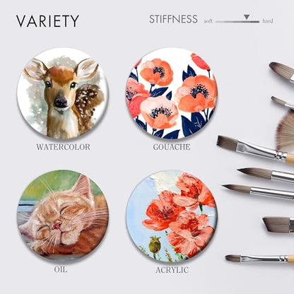 ARTIFY 30 Pieces Professional Paint Brush Set – Expert Series Synthetic Nylon Brushes for Acrylic, Oil, Watercolor, Gouache – No Shedding, Canvas Roll Case & Palette Knife, Artist Gifts Art Supplies - color: Wooden