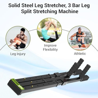 Premium 3-Bar Leg Stretcher Device | Adjustable Flexibility Equipment for Ballet, Yoga, Martial Arts & Home Gym | Stainless Steel | Non-Slip Handles | Adjustable & Portable