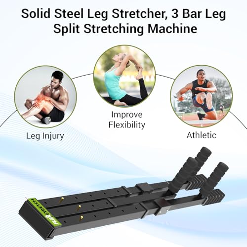 Premium 3-Bar Leg Stretcher Device | Adjustable Flexibility Equipment for Ballet, Yoga, Martial Arts & Home Gym | Stainless Steel | Non-Slip Handles | Adjustable & Portable