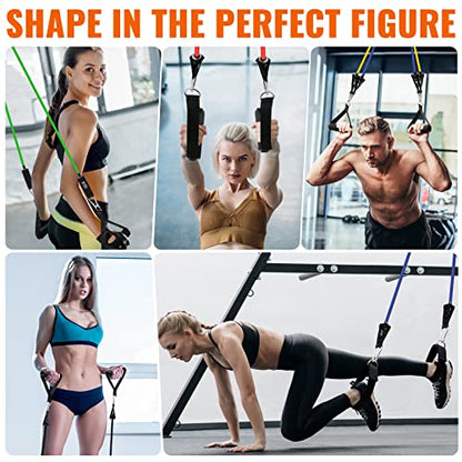 Aihoye Resistance Bands with Handles & Door Anchor for Strength Training - color: 5-105LB Set (11 Pcs)