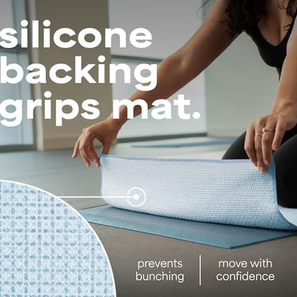 S&T INC. Aura Microfiber Yoga Mat Towel with Grip, 24" x 72", Blue | Silicone Grip Backing, Soft and Absorbent, Quick-Dry for Gym, Pilates, and Hot Yoga, Compact for Gym Bag, Machine Washable - color: Blue