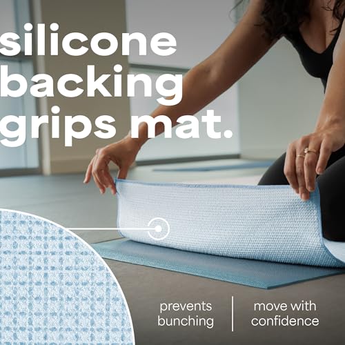 S&T INC. Aura Microfiber Yoga Mat Towel with Grip, 2 Pack, 24" x 72", Blue | Silicone Grip Backing, Soft and Absorbent, Quick-Dry for Gym, Pilates, and Hot Yoga, Compact for Gym Bag, Machine Washable - color: Blue 2pk