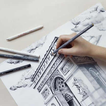 Conté à Paris 2 Count Pastel Pencils, White | Highly Pigmented Lead, Unique Velvety Finish, Ideal for Portraits, Life Drawing & General Silhouette Work, Blendable - style: 2 Count- White