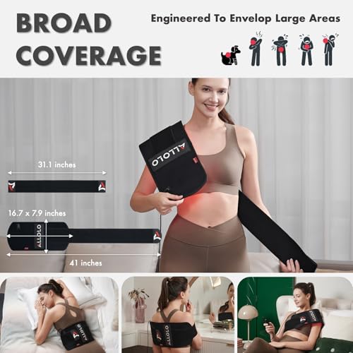 ALLOLO Red Light Therapy for Body, 3 in 1 LEDs Red Light Therapy Belt with Timer Remote Control, 660nm 850nm Infrared Light Therapy Pad for Body Waist Shoulder Knee, 16.7" x 7.9" Large Area - size: 16.7"*7.9"