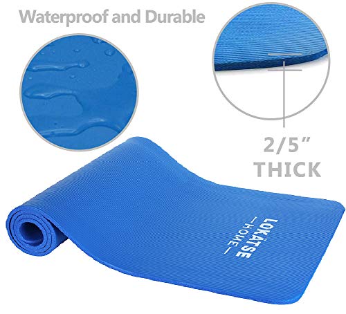 LOKATSE Home All Purpose Thick Yoga Mat with Carrying Strap High Density - color: Blue