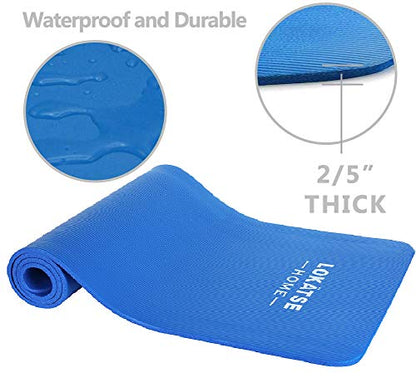 LOKATSE Home All Purpose Thick Yoga Mat with Carrying Strap High Density - color: Blue